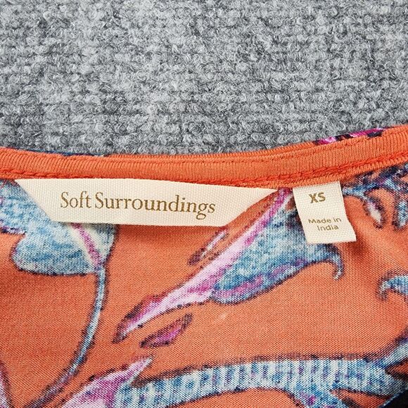 Soft Surroundings Top Womens XS Floral Sequin Embroidered 3/4 Sleeve Boho Tunic - Picture 2 of 16